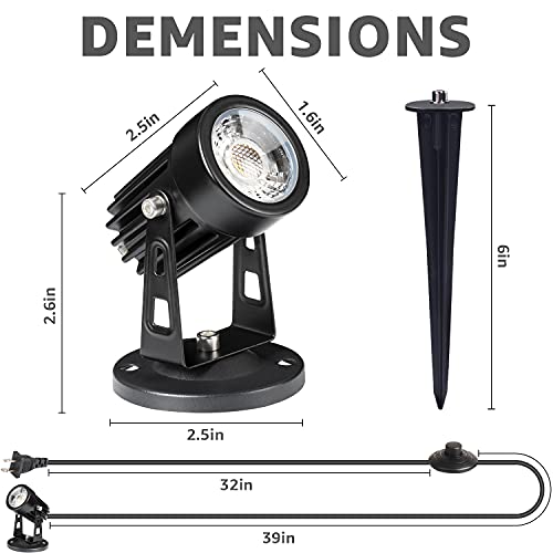 Sunvie 4 Pack Led Spotlight Indoor For Plants Up Lights 120V Floor Spot Lights Warm White Accent Lights For Indoor Statue Decor Uplighting, 5.9 Ft Cord With Floor Foot Switch (Base And Stake Included) #TOP6