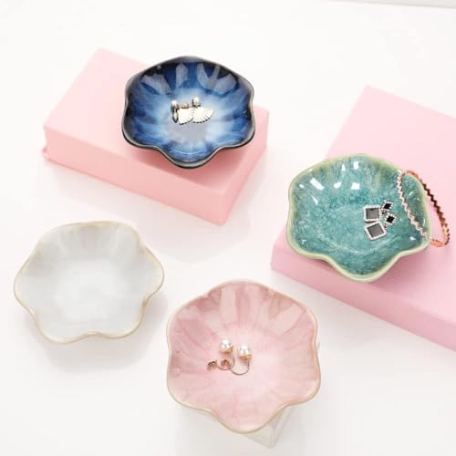 Plato pequeño de cerámica en forma de hoja para joyería, llaves, anillos, baratijas; regalo para decoración de mesita de noche, mesas, habitaciones (verde cristalino) - imagen 7
