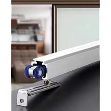 Kunovo Soft Close Aluminum Sliding Door Track, Kitchen Wood Door Top Hung Rail Kit, Bypass Barn Door Hardware/Closet Pocket Door Sliding Track SetSilver,1.9m6.2ft