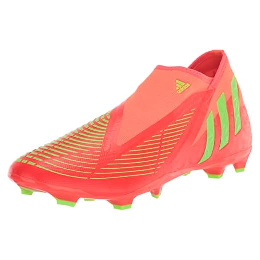 adidas Unisex Edge.3 Predator Firm Ground Soccer Shoe, Solar Red/Solar Green/Black (Laceless), 9 US Men
