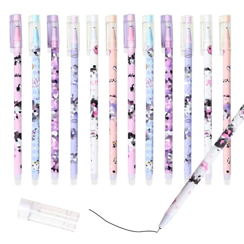 Granvoo Boligrafos Borrables Retráctile, 8 Piezas Bolígrafo Borrable, 0.5mm Bolígrafos De Gel Borrables, Boligrafo Borrable De Animales Para Niños, Estudiantes, Escuela(Negro + Azul