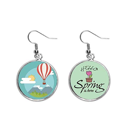 Pendientes de primavera de globo aerostático y nubes el regalo ideal con caja de joyería
