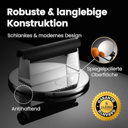 Foto von Gourmet Easy Burgerpresse Edelstahl, hitzeresistenter Griff, 800g