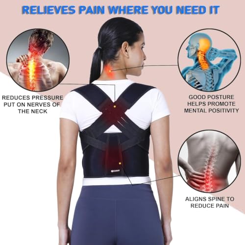 Image of Adjustable Posture Corrector Back Support Brace with Magnetic | Upper Back Shoulder Alignment Belt | Shoulder & Back Pain Relief | Lightweight Posture Correction Strap for Daily Use