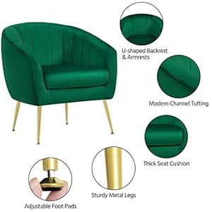 Yaheetech accent chair modern barrel vanity chair with gold metal legs tufted accent armchair for living roombedroomofficemakeup room green set of 2  urban country home decor