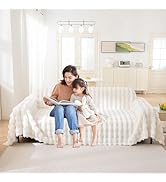 VClife Soft Plush Faux Fur Couch Cover, Warm Fuzzy White Sofa Covers for 3 Cushion Couch Sofa (71...