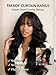 Beauty Forever 13x4 Lace Front Wig Human Hair Glueless Pre Plucked Pre Cut,Loose Wave Wig with Curtain Bangs for Black Women, Fluffy Natural Black Ready to Wear Drawstring Wig, 150% Density 16 Inch