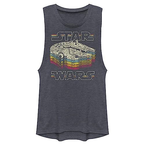 Star Wars Womens A New Hope Millennium Falcon Retro Rainbow Graphic Tank Top for Women