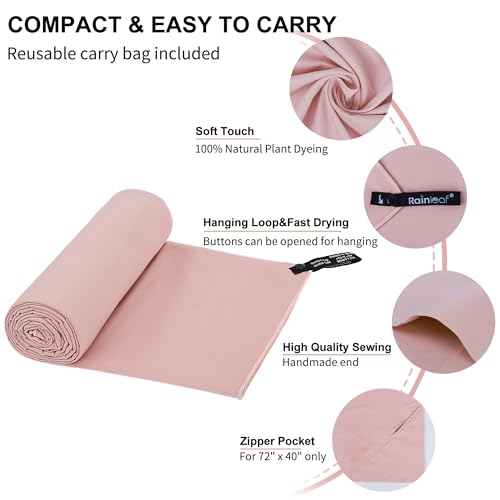 Image of Rainleaf Microfiber Towel Perfect Travel & Gym & Camping Towel. Quick Dry - Super Absorbent - Ultra Compact - Lightweight. Suitable for Trip, Beach, Shower, Backpacking, Pool
