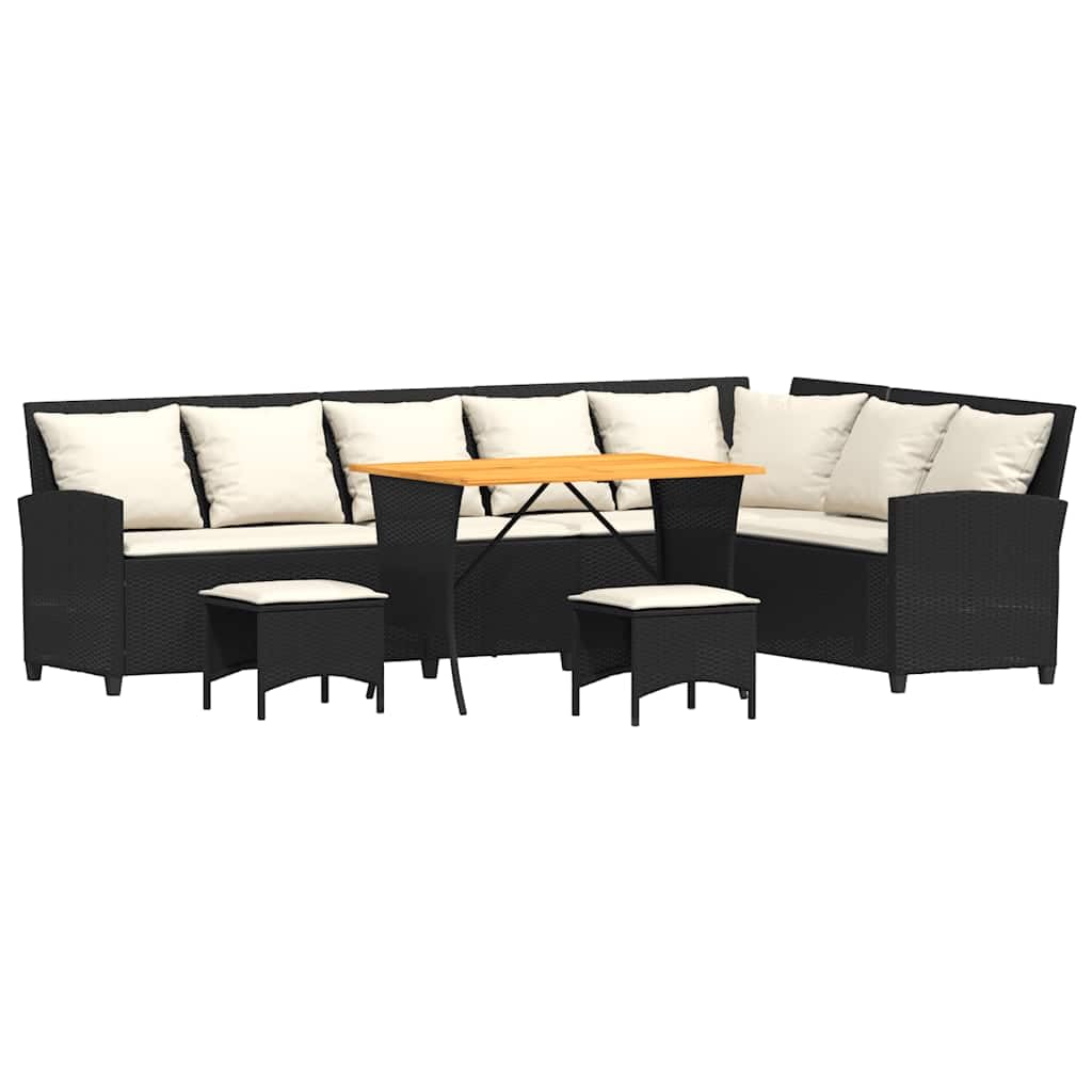 Salon de Jardin 4 pcs en résine tressée noire avec coussins amovibles vidaXL