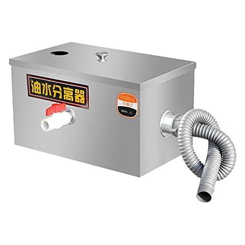 Professional Stainless Steel Grease Trap Interceptor Grease Trap Interceptor 2 Inlet Oil-Water Separator 35 * 25 * 23cm For Restaurant kitchen sewage fat separation Cover
