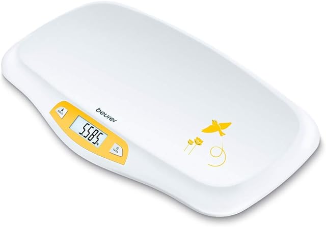 Beurer BY80 Baby Scale | Digital baby weighing scale with large LCD screen | Curved platform for comfort and safety | Tare and hold functions for easy weighing | 20kg load capacity | Easy wipe-clean