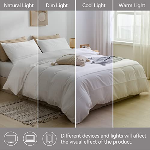 Jellymoni King Size White Duvet Cover Set - 3Pcs Microfiber Bedding Set, Stylish Pleated Design, 8 Corner Ties & Zipper Closure, Ultra Soft And Comfortable #TOP6