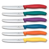 VICTORINOX(ビクトリノックス) 包丁セット 食洗機対応 ペティナイフ6本セット 11cm 波刃 マルチカラー 人間工学に基づいた軽くて扱いやすい トマト&テーブルナイフセット スイスクラシック 6.7836.6C1