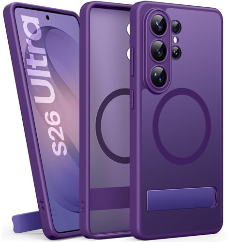 Coque Samsung S26 Ultra violet foncé avec support MagSafe intégré et protection antichoc