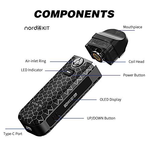 SMOK-Nord-4-80W-Pod-Kit-2000Mah-2Ml-Black-Armor-Pack-of-1