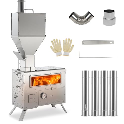 Wood Burning Stove with Oven - Portable Pellet Stove with...