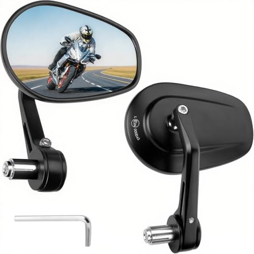 Specchietti Moto Universali, Specchietti Moto Manubrio omologati, Laterali Bar End Regolabili per Scooter Moto
