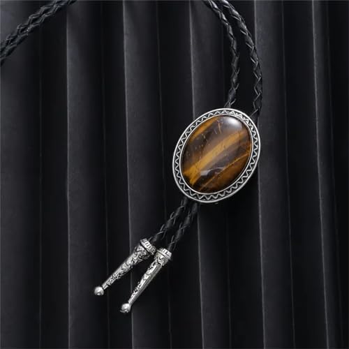 Image of Jeilwiy Bolo Tie for Men Western Cowboy Tie Necklace Gold Bolo Tie Leather Necktie Halloween Tie Accessories for Women