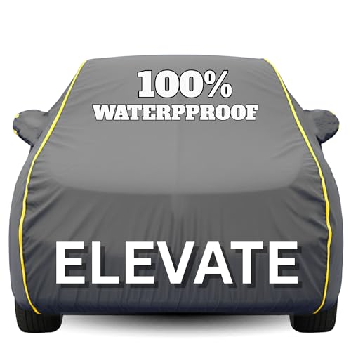 Image of Waterproof Car Body Cover - 100% Water Proof Custom Fit New Car Covers, Outdoor Full Protecting Cover for Elevate (All Models) with Free Storage Bag - UV, Rain & Dust, All Weather Protection