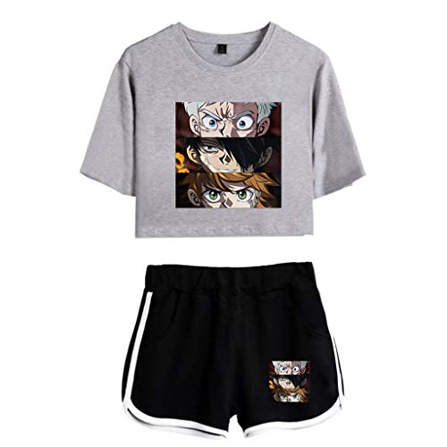 Novo anime The Promised Neverland Conjunto de top cropped e shorts 3D de manga Emma Norman Ray Cospl