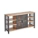 FATORRI Industrial Wine Bar Cabinet for Liquor and Glasses, Farmhouse Wood Coffee Bar Cabinet with Wine Rack, Metal Sideboard and Buffet Cabinet (55 Inch, Rustic Oak)