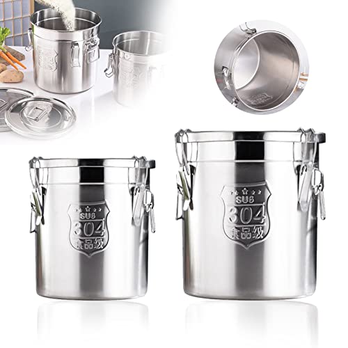 Stainless Steel Airtight Canister, Stainless Steel Bucket, Cereal Container With Airtight Lid And Handles Rice Oil Bean Flour Milk Cookie Storage Bucket For Home Kitchen Counter Storing Food (6L) #TOP4
