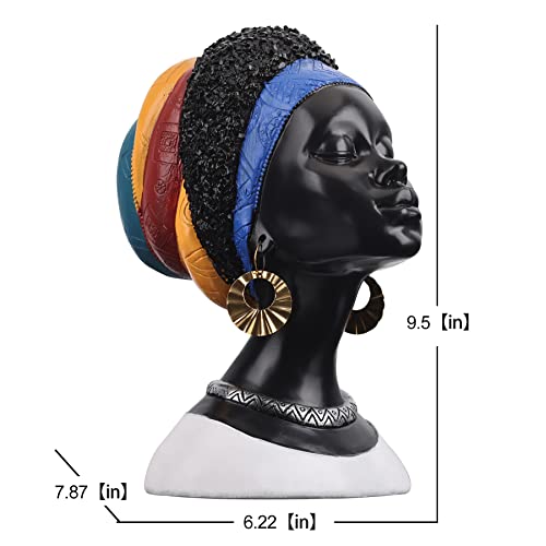 Dovdov African Statues And Sculptures, African American Female Bust Sculptures, Creative Resin Statues For Living Room Room Coffee Table Shelf On Entryway Decoration (A) #TOP1