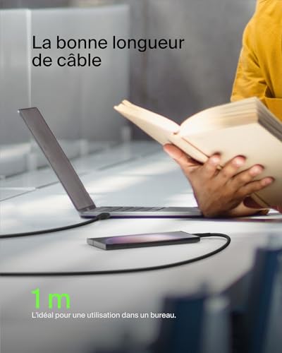 Belkin BoostCharge câble USB-C, câble de recharge USB-C vers USB-A, câble USB Type-C, cable USB C pour iPhone 16, iPhone 15, Samsung Galaxy S24, S23, iPad Pro, Google Pixel, etc., 1 m, noir