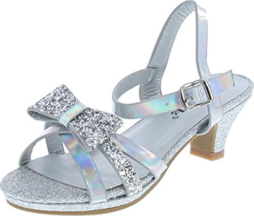 Link Smart-79K Girl's Glitter Bow Strap Buckle Platform Wrapped Heel Sandals