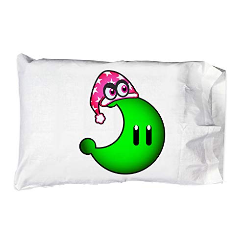Hat Shark Pillow Case Single Pillowcase - Moon A Night Cap Video Game Parody Fun Cute (Green)