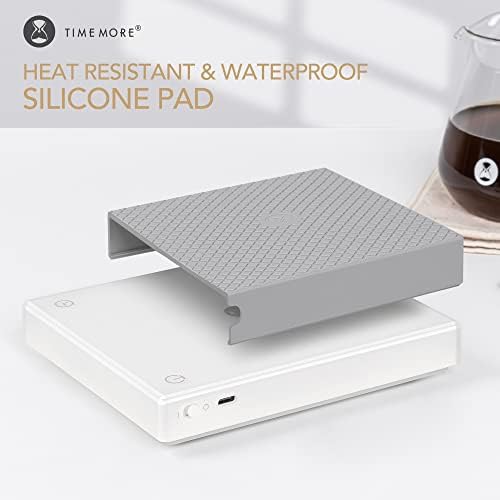 TIMEMORE Exclusive - Black Mirror Basic PRO Coffee Scale with Timer, Espresso Scale with Flow Rate Function, 2000g/0.1g High Accuracy, Digital Coffee Scale for Pour Over Drip Coffee, White
