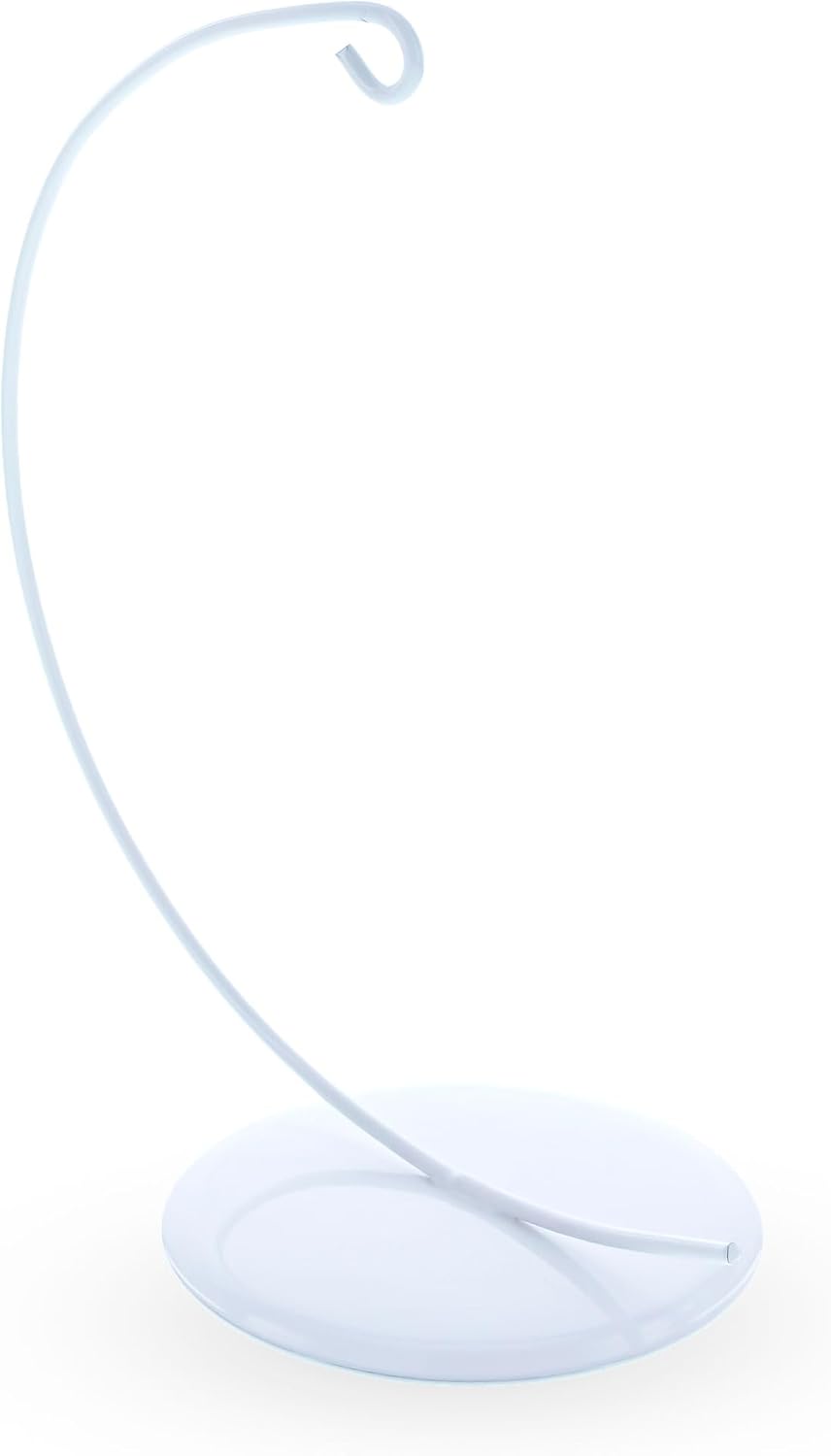 Solid Round Base White Painted Metal Ornament Display Stand 7.8 Inches