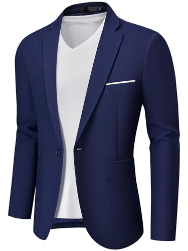 MAGE MALE Men's One Button Blazer Lightweight Casual Sport Coats Solid Color Suit Jacket