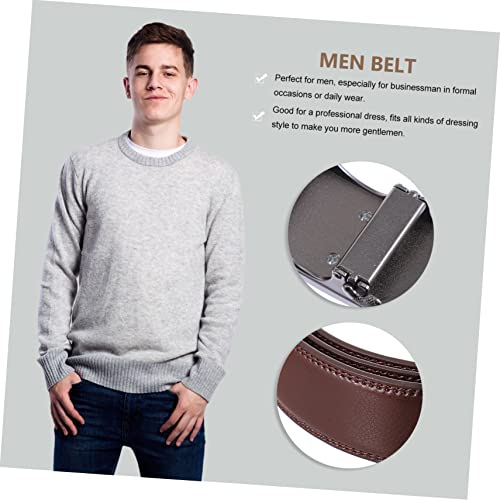 PartyKindom 1pc Automatic Buckle Leather Belt for Men Waist Strap Easy to Use Fashion Accessory for Casual Work and Everyday Wear for Husband Dad Boyfriend4