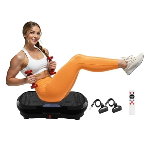 TLGREEN Vibrationsplatte 120 Stufen 10 Trainingsprogramme | Kompaktes Design | Trainingsbänder | rutschfest | Leiser Motor | Leistungsstarke Fitness Vibrationsboard Zuhause | Ganzkörpertraining