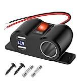 OBEST USB-Buchse Zigarettenanzünder-Steckdosentrenner,Schnellladebuchse mit LED-Spannungsanzeige...