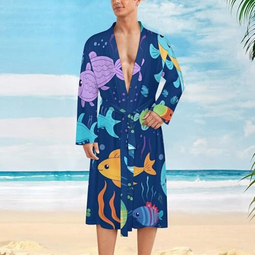 Cartoon Sea Fish-2 print Bathrobe Soft And Comfortable Bathrobe Skin-Friendly And Breathable2
