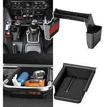 2PCS Center Console Organizer Gear Shift Tray & Front Under Seat Hidden Storage Box for Jeep Wrangler JL JLU 2025 2024-2018 & 2020 2021 2022 2023 2024 2025 Jeep Gladiator JT Truck Interior Accessories