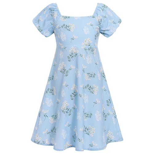 Girl Floral Summer Sundress Tween Self Tie Back Pageant Beach Outfits Teen Matching Sister Junior Graduation Dress2