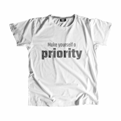T-shirt Make Yourself a Priority coton blanc mode unisexe minimaliste