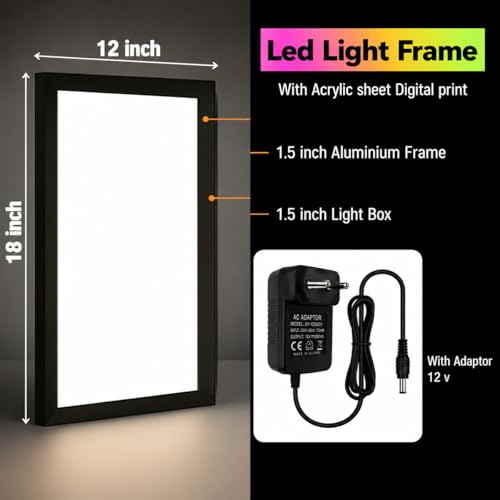 Image of LED Light Frame with Ganesha Design, 12x18 inch