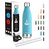 🌞 Hot & Cold ONE - ✔ Diese edelstahl Trinkflasche sich um eine wesentlich funktionellere und hochmoderne wasserflasche. Doppelwandig und vakuum-isoliert, wodurch Getränke bis zu 12 Stunden heiß und sogar bis zu 24 Stunden kalt bleiben sollen. Thermosflasche kann für jegliche Getränke geeignet sein. Ob Tee im Winter oder das eisgekühlte Getränk im Sommer. Außerdem, sogar mit Eis oder kochendem Wasser gefüllt, wird die auslaufsicher Flasche niemals schwitzen oder heiß werden