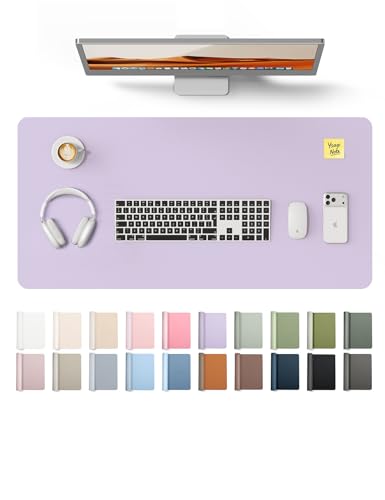 Image of YSAGi Leather Desk Pad Protector, Office Desk Mat, Large Mouse Pad, Non-Slip PU Leather Desk Blotter, Laptop Desk Pad, Waterproof Desk Writing Pad for Office and Home (35.4 inch x 17 inch, Light Purple)