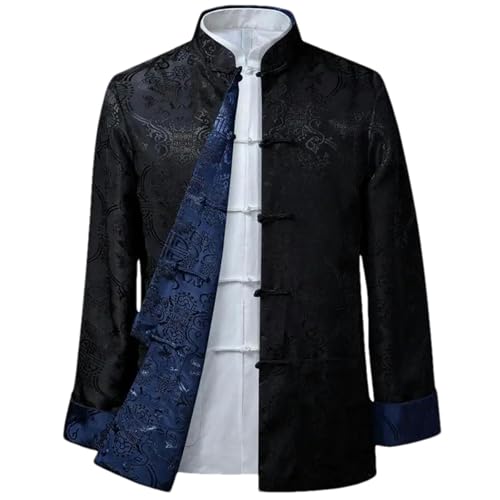 Tang Suit Coat Men Spring Autumn Casual Jacket Chinese style Double Sided Wear Vintage Stand Collar Outerwear