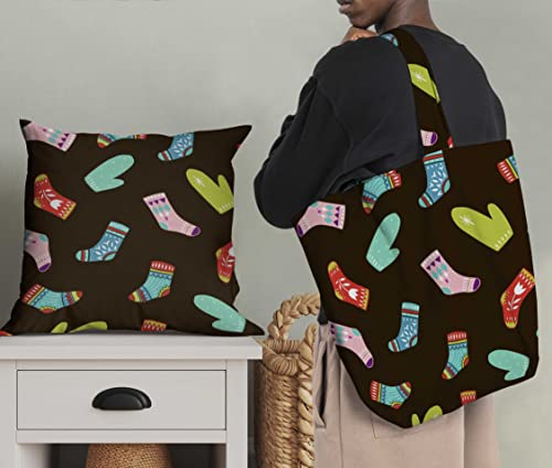 Image of Soimoi Brown Polyester Crepe Fabric Socks & Gloves Folk Art Printed Fabric 1 Meter 42 Inch Wide
