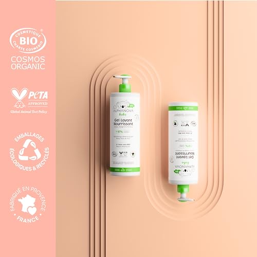 Miniatura 5 de Alphanova Bébé Gel De Lavado Natural Y Orgánico Cuerpo, Cara Y Cabello Especial Para Pieles Sensibles, Reactivas O Secas Certificado Orgánico Sin Perfume 400 Ml