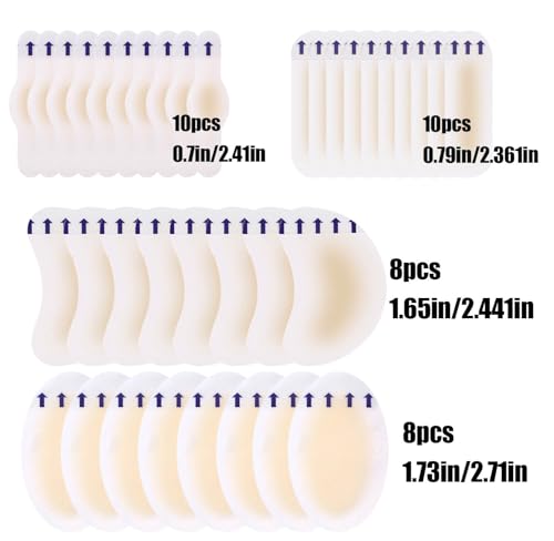 Amasodaon Foot Band-Aid, Hydrocolloid Gel Blister Bandages for Feet, Waterproof Blister Pads Cushions for Heel, Toe & Foot Prevention & Recovery, Foot Anti-Friction Pain Relief Blister Pad (36PCS)