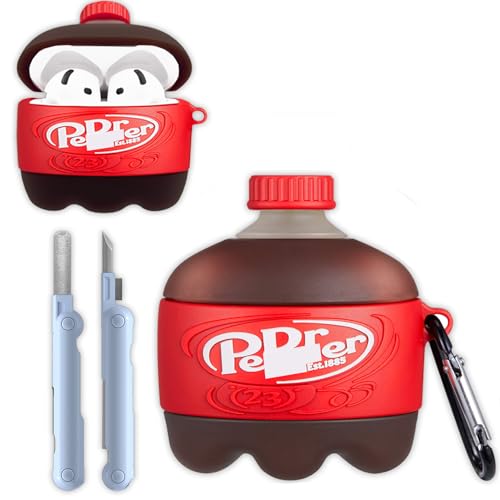 rvesce for Apple AirPods 4th Generation Case2024 Cute Kawaii Funny 3D Cool Soft Silicone Fun Drink Bottle case with Cleaner kit & Keychain for Girls Women Teens
