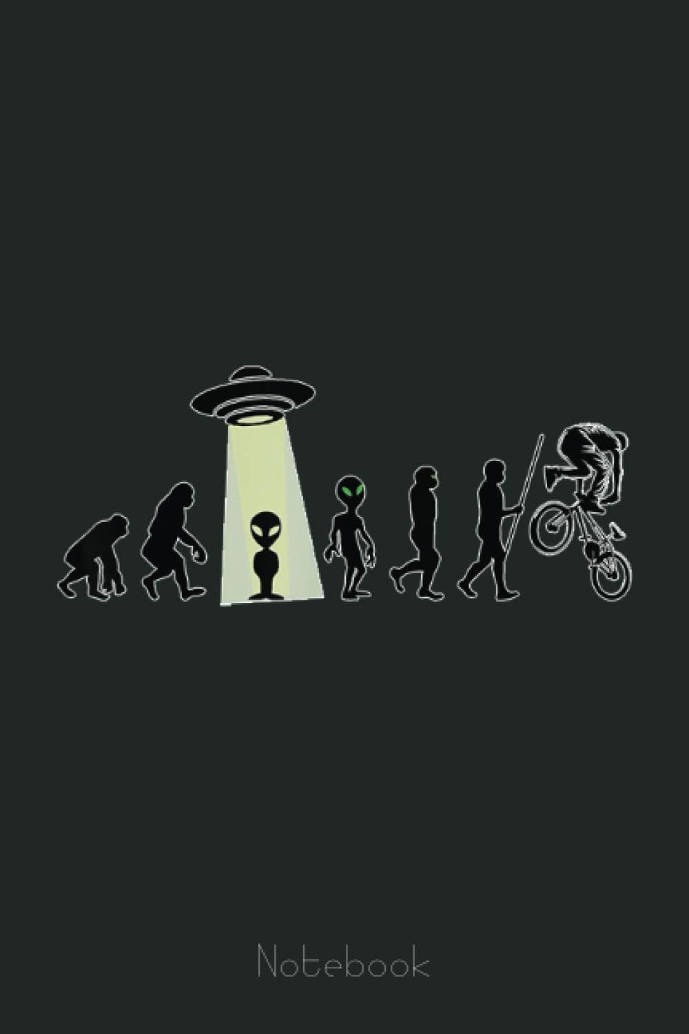 BMX Racing Biker Funny Alien Human Evolution Bicycle Cycling Notebook: Lined Journal Alien, 110 Pages, Size 6"x9", lined journal ufo, alien journal, ufo journal, lined journal notebook